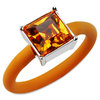 verstellbarer Silikon Ring orange eckig Kristall